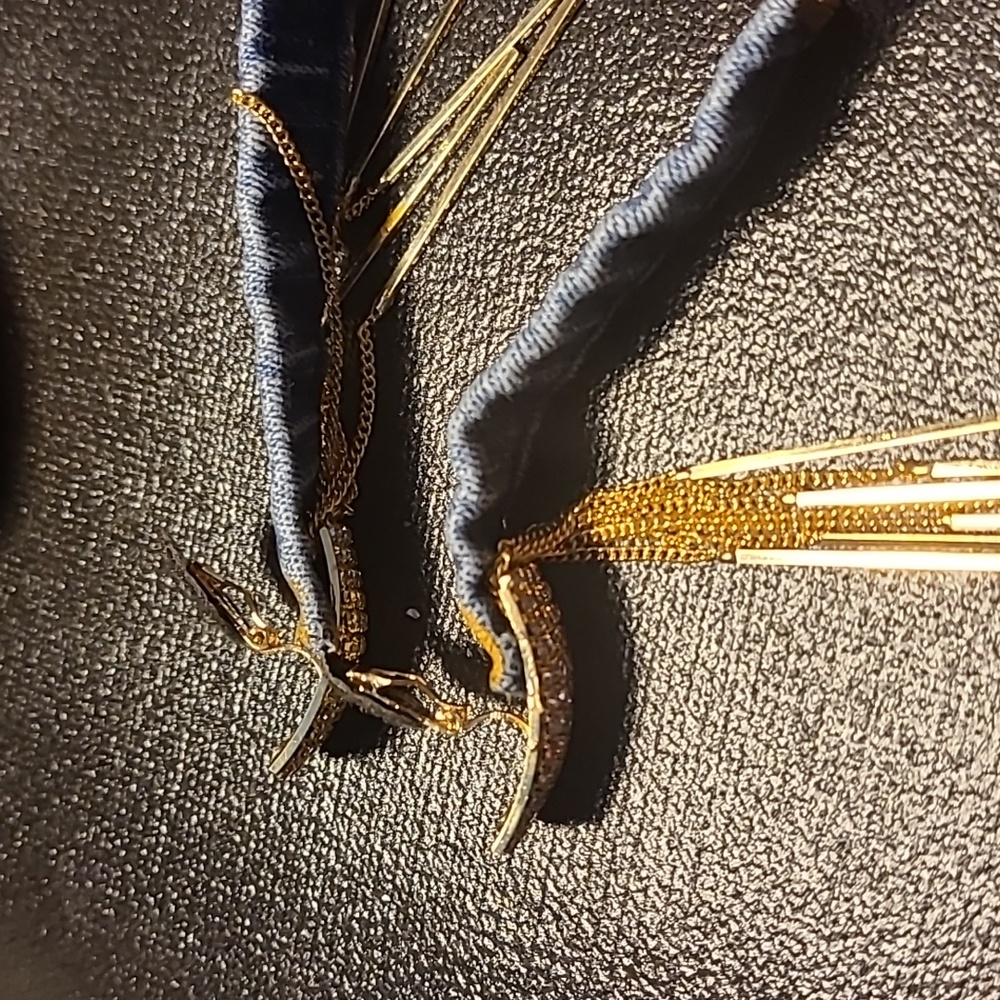 Clip on blue jeans denim fabric earrings - Picture 7 of 10